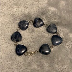 Blue heart shaped stone bracelet